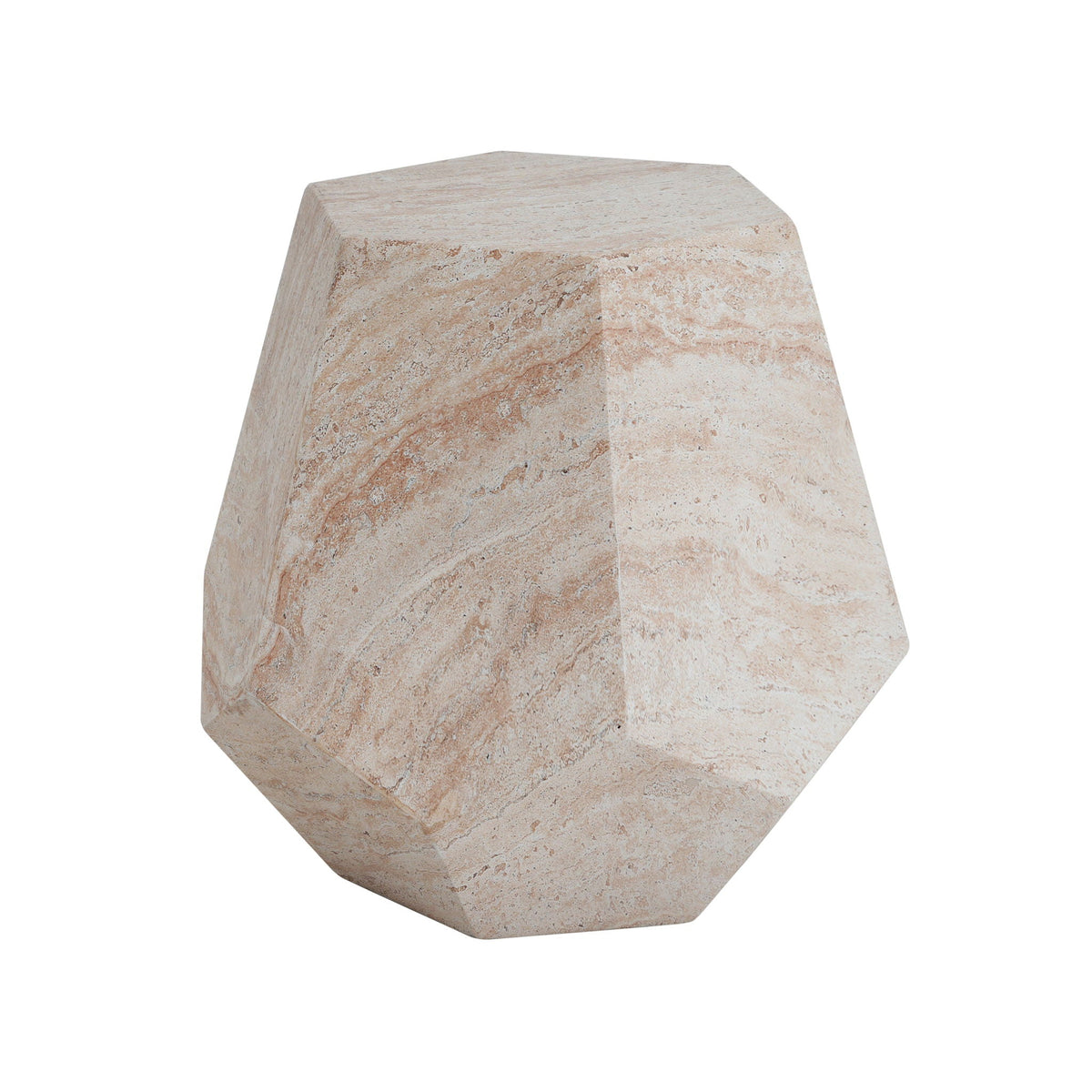 Hexagonal Travertine Concrete Side Table – Indoor/Outdoor