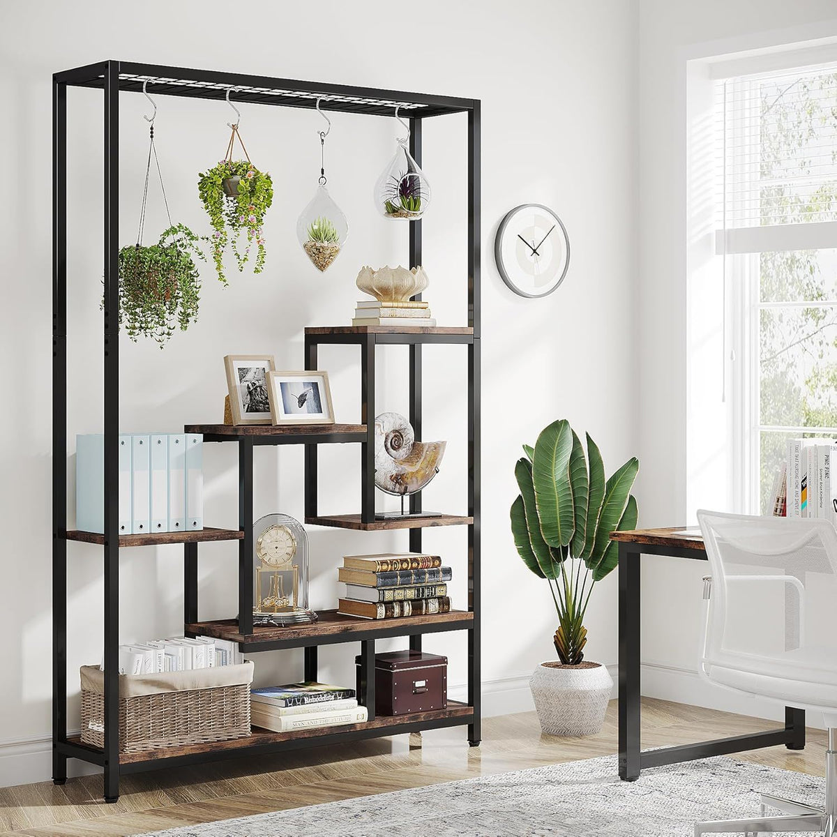 5-tier ladder plant stand with 6 hooks, view 9