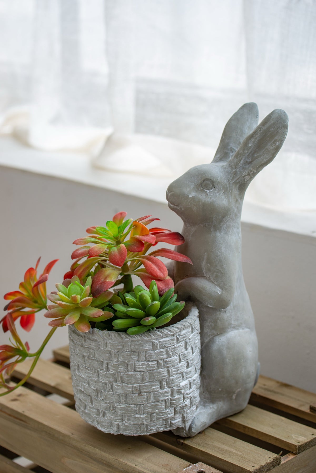 Meridian Trade Co Decorative Cement Rabbit Planter