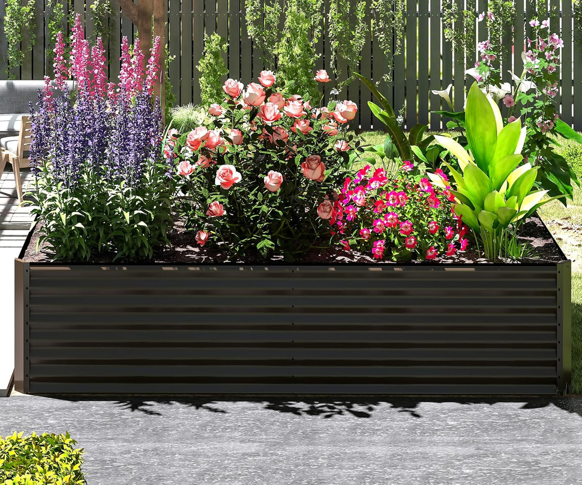 6x3x2ft Galvanized Raised Garden Bed – Brown, view 6