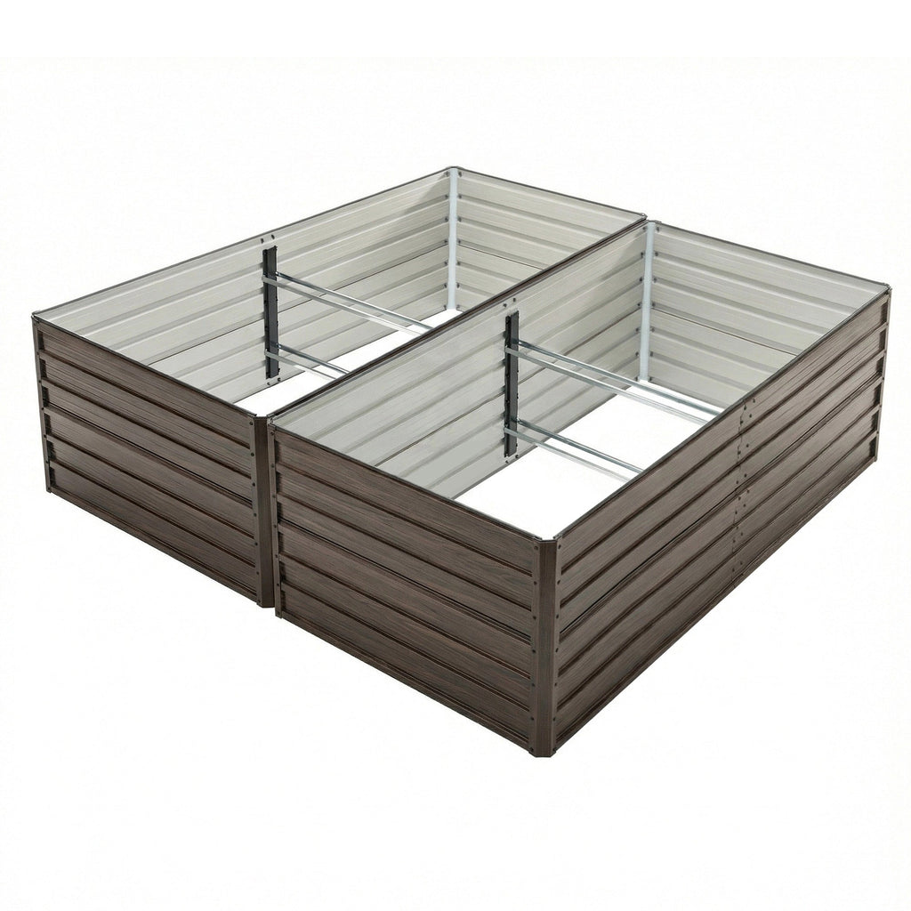 8x4x2 FT Woodgrain Galvanized Raised Garden Bed Set, view 3