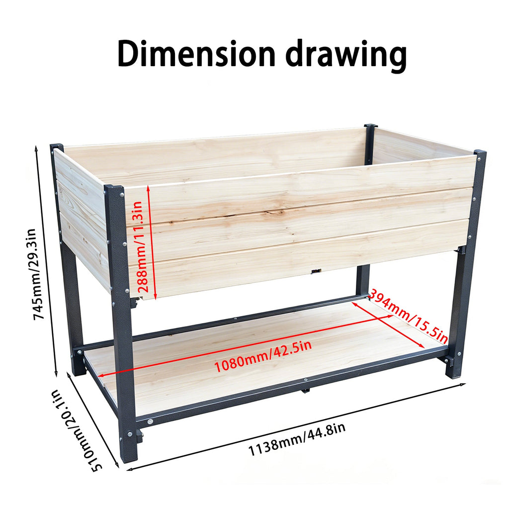 Solid Wood & Iron Frame Raised Garden Bed, view 8