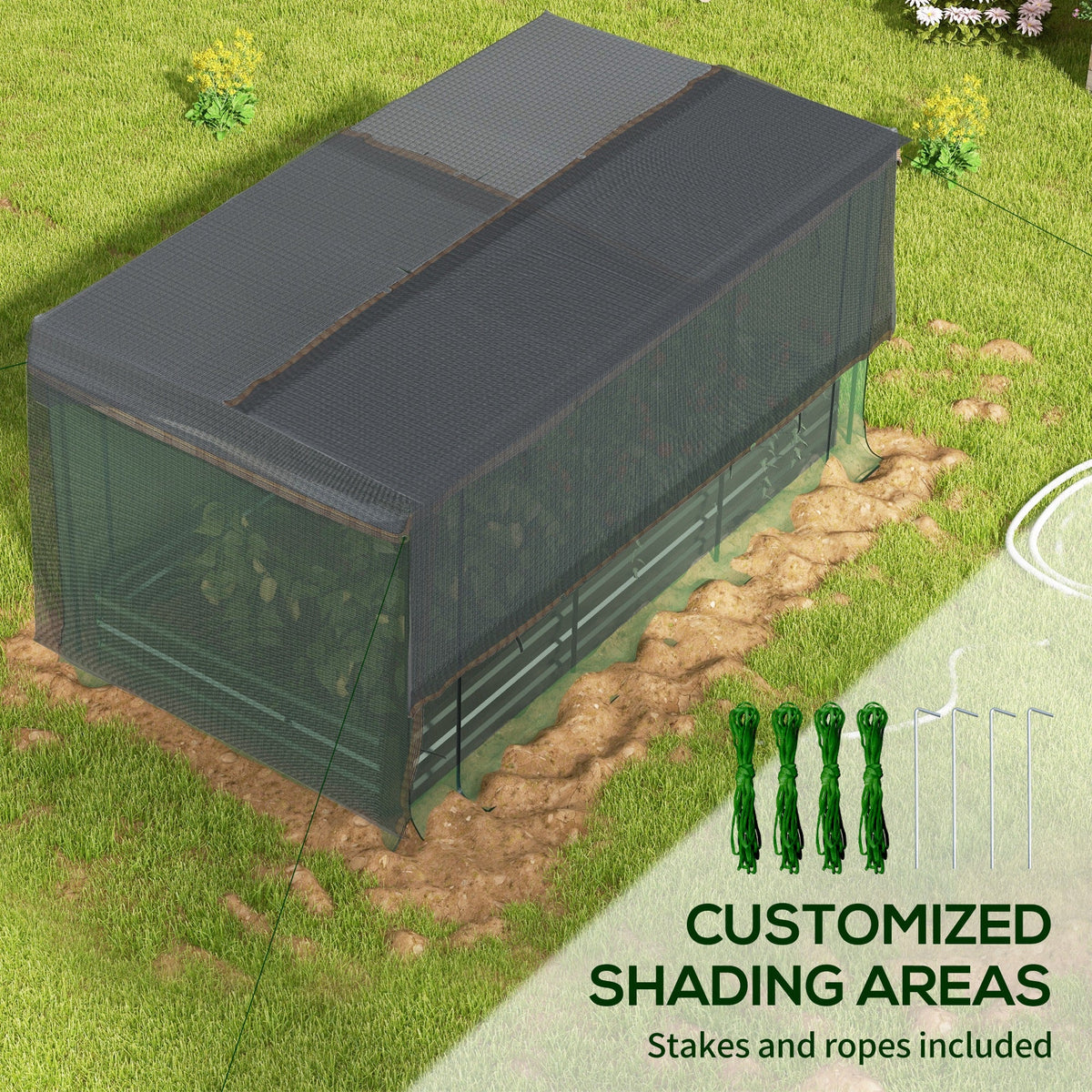 Galvanized Raised Garden Bed with Crop Cage and Shade Cloth, view 5