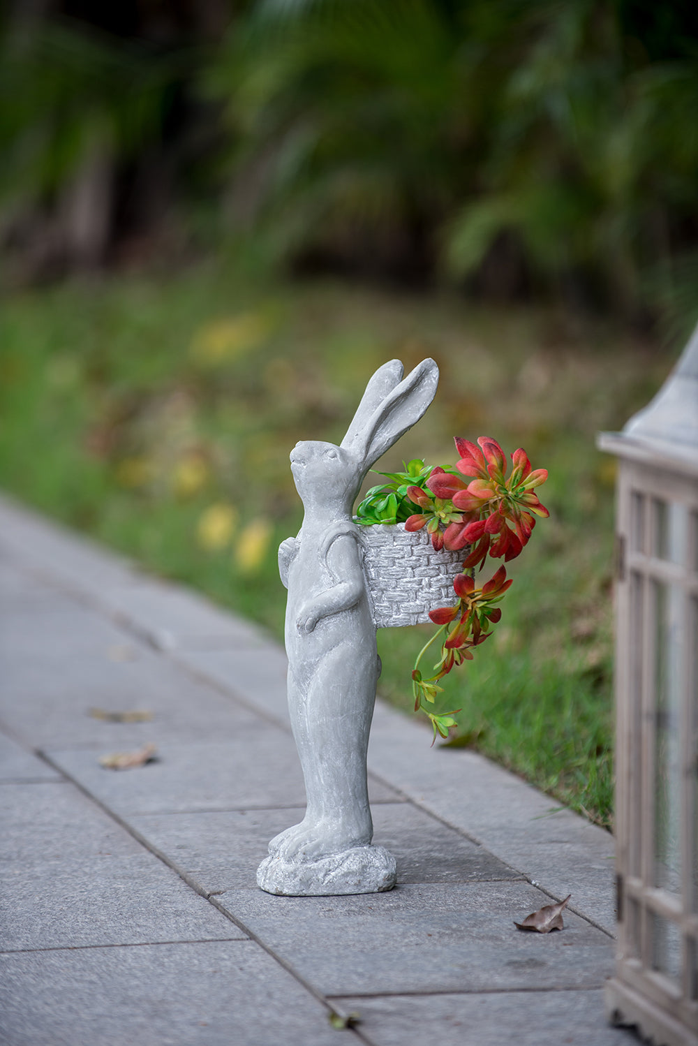 8.5x5.5x19.5" Tall Cement Rabbit Planter, view 7
