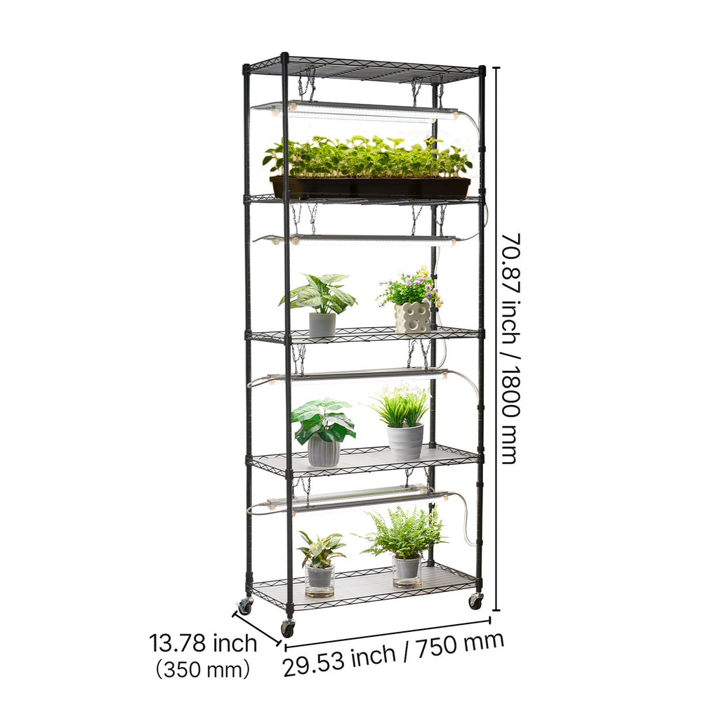 71" DIY plant shelf with grow lights, view 2