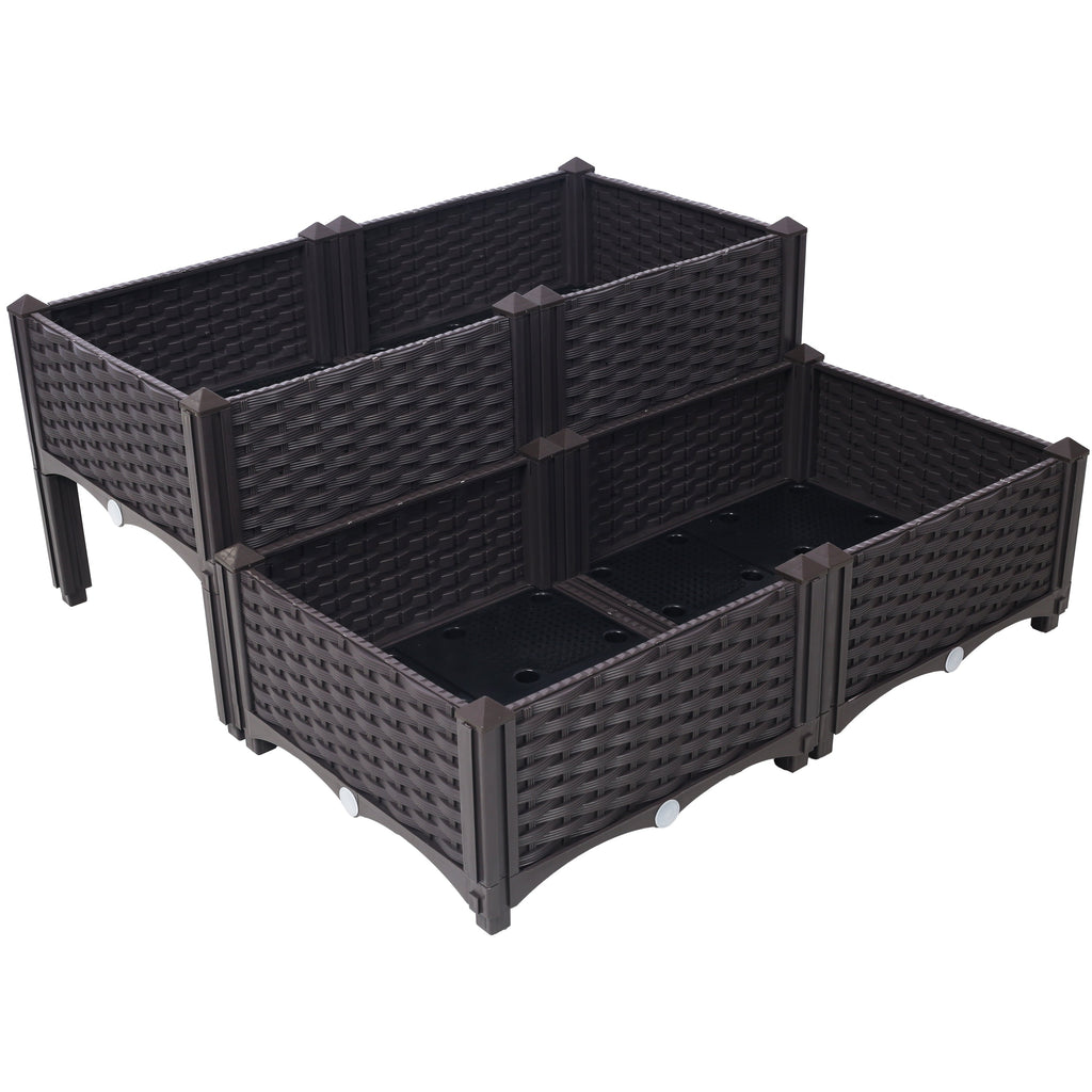 4 Piece Raised Garden Bed with Legs and Self-Watering Feature - Polypropylene