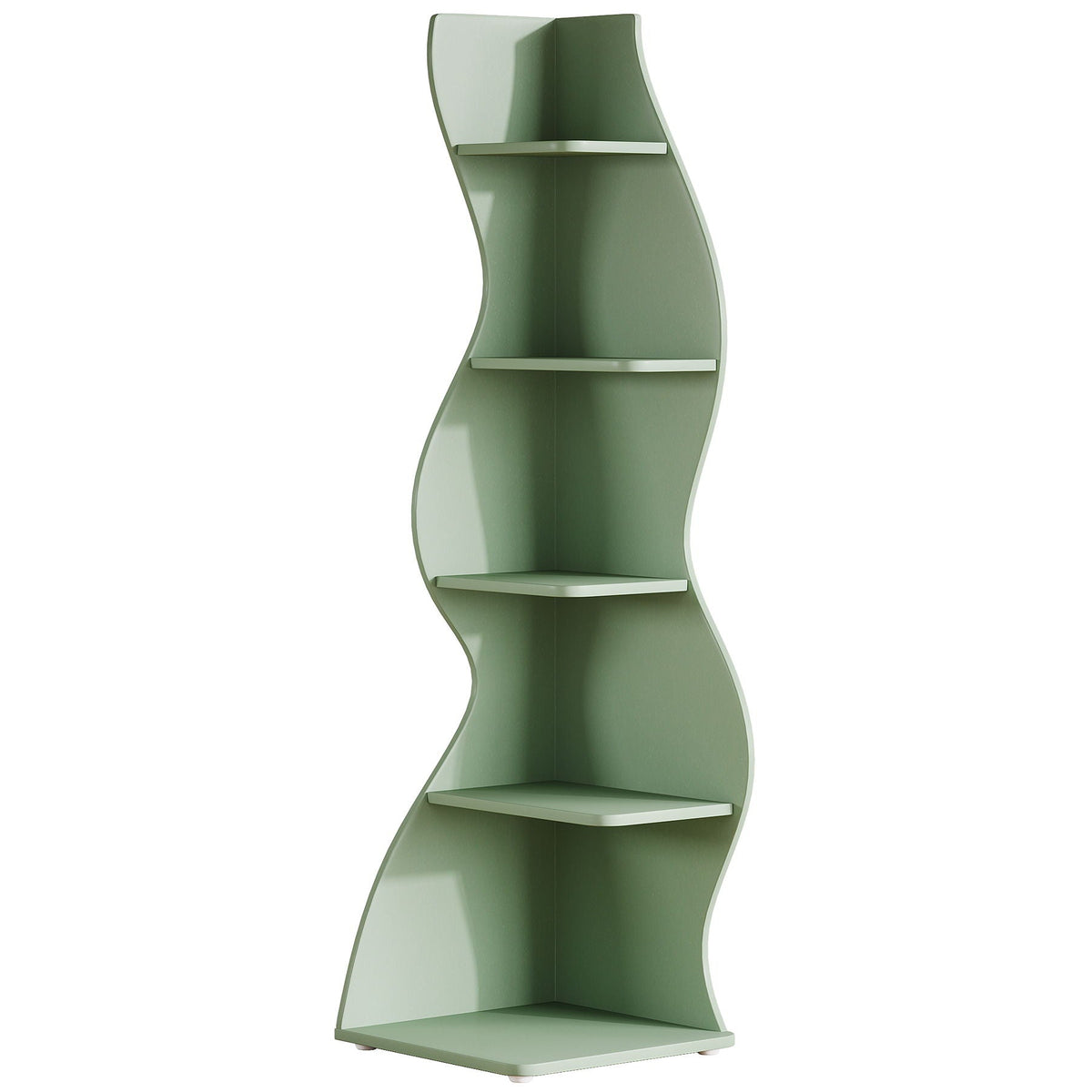 5-tier wavy corner bookshelf and plant stand