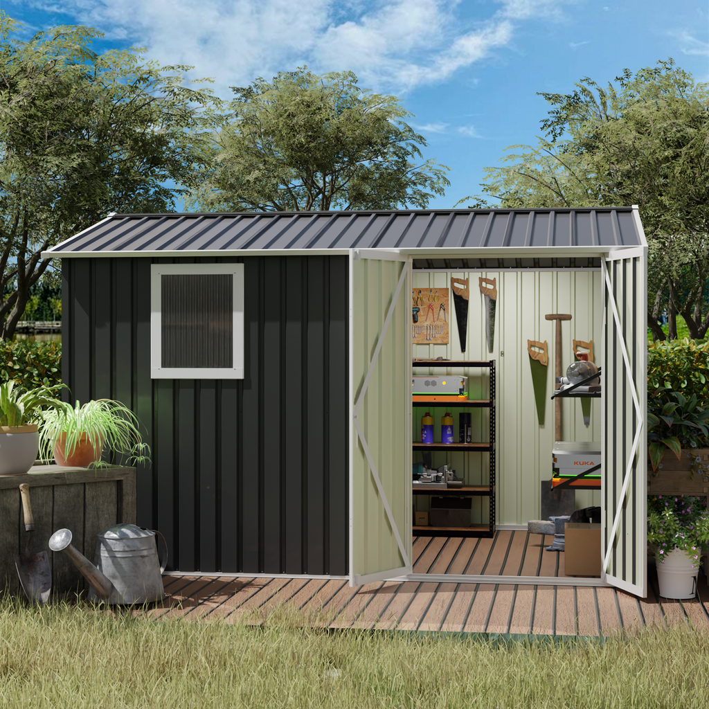 9 x 6 FT Metal Garden Shed for Patio and Backyard Storage, view 5