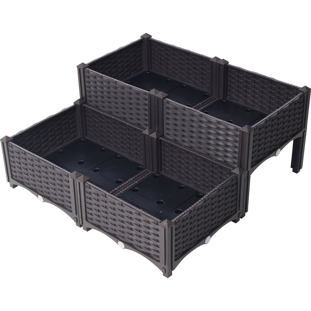 4 Piece Raised Garden Bed with Legs and Self-Watering Feature - Polypropylene, view 3