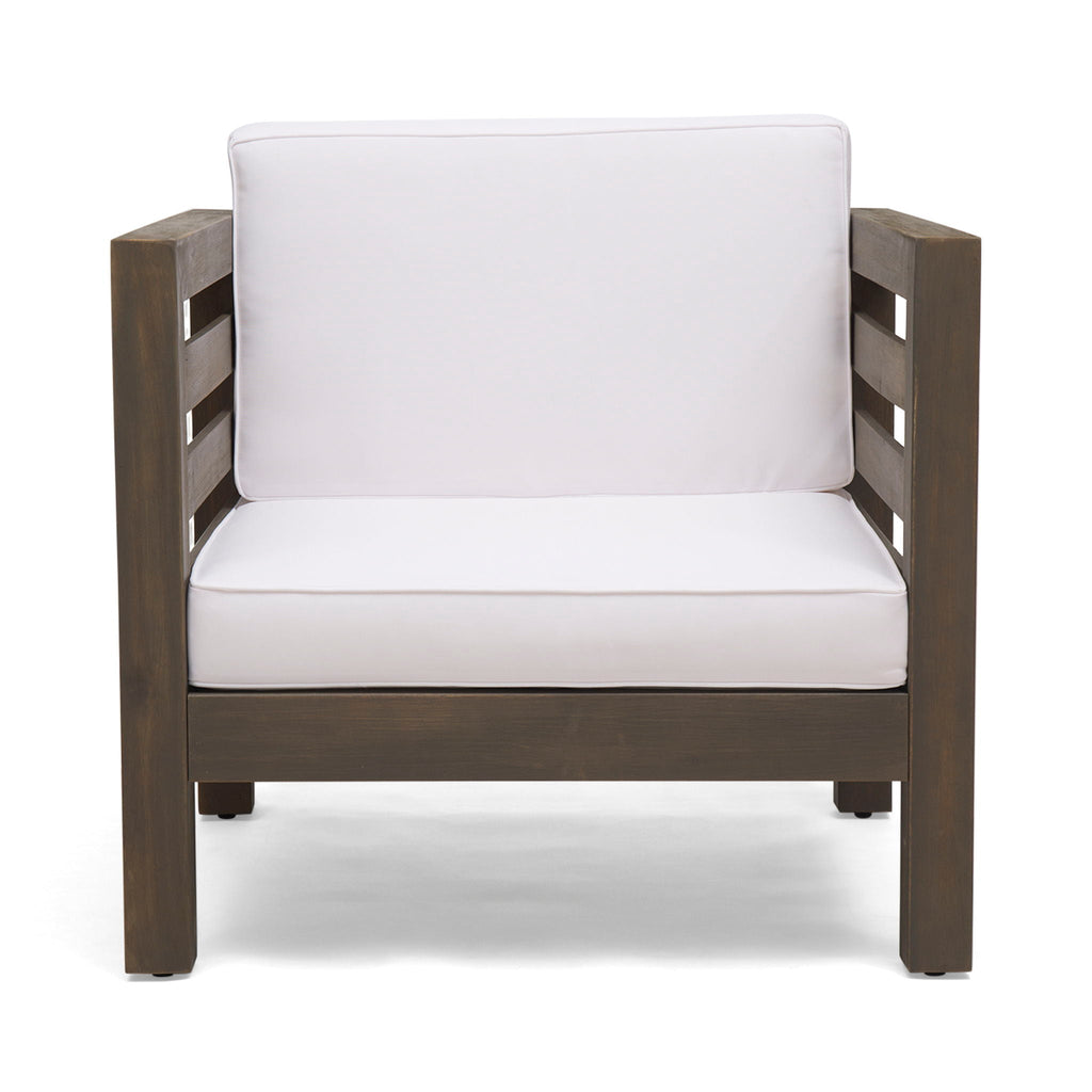Outdoor Acacia Wood Patio Chair With Fabric Cushion