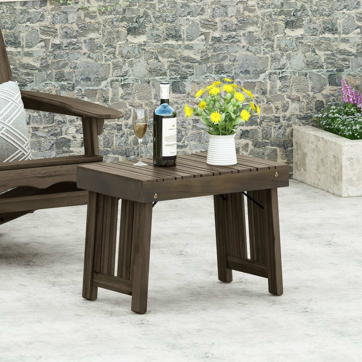 Temptation Outdoor Foldable Side Table With Slat Design, view 8