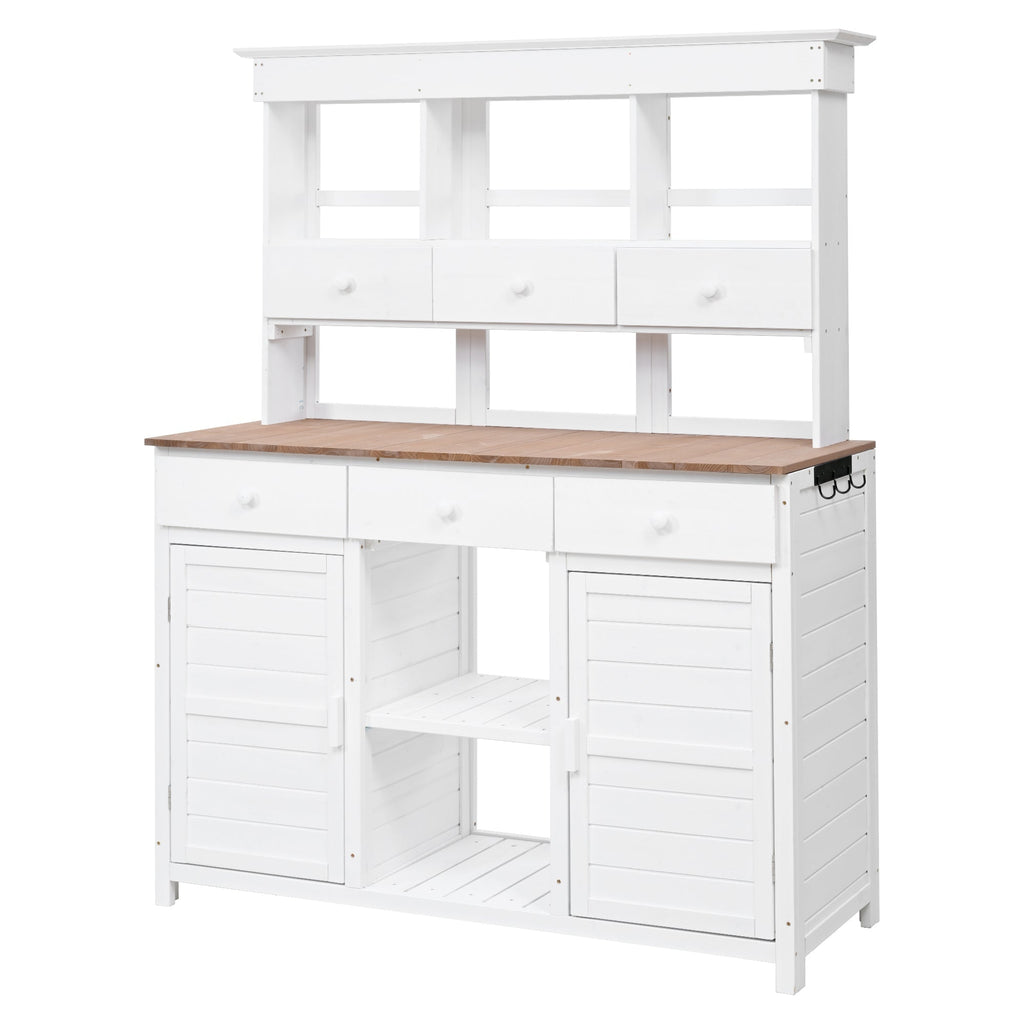 TOPMAX 65.7" Potting Bench with Hutch, 6 Drawers & Cabinets, view 6