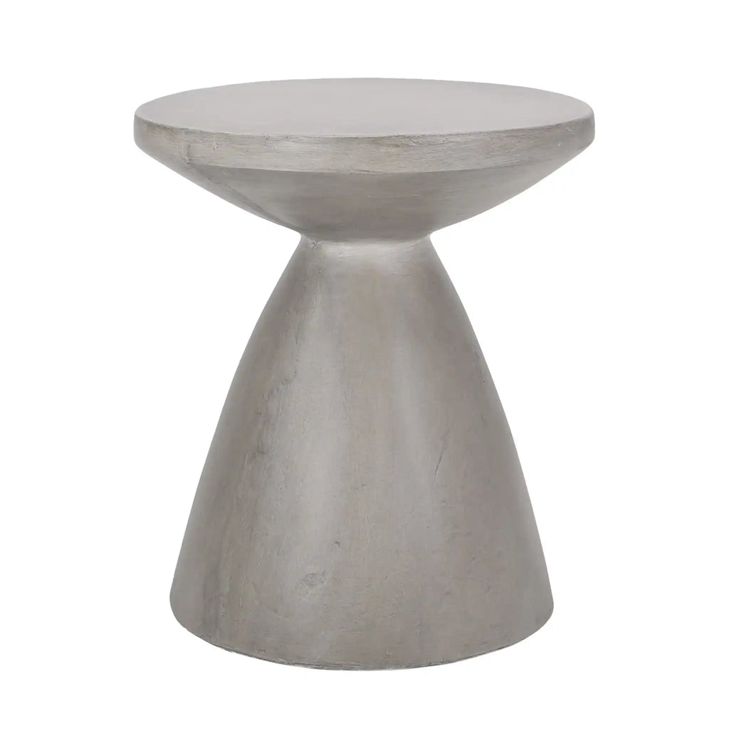 Travertine-Finish Concrete Side Table – Gray or Beige