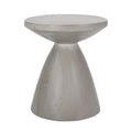 Travertine-Finish Concrete Side Table – Gray or Beige