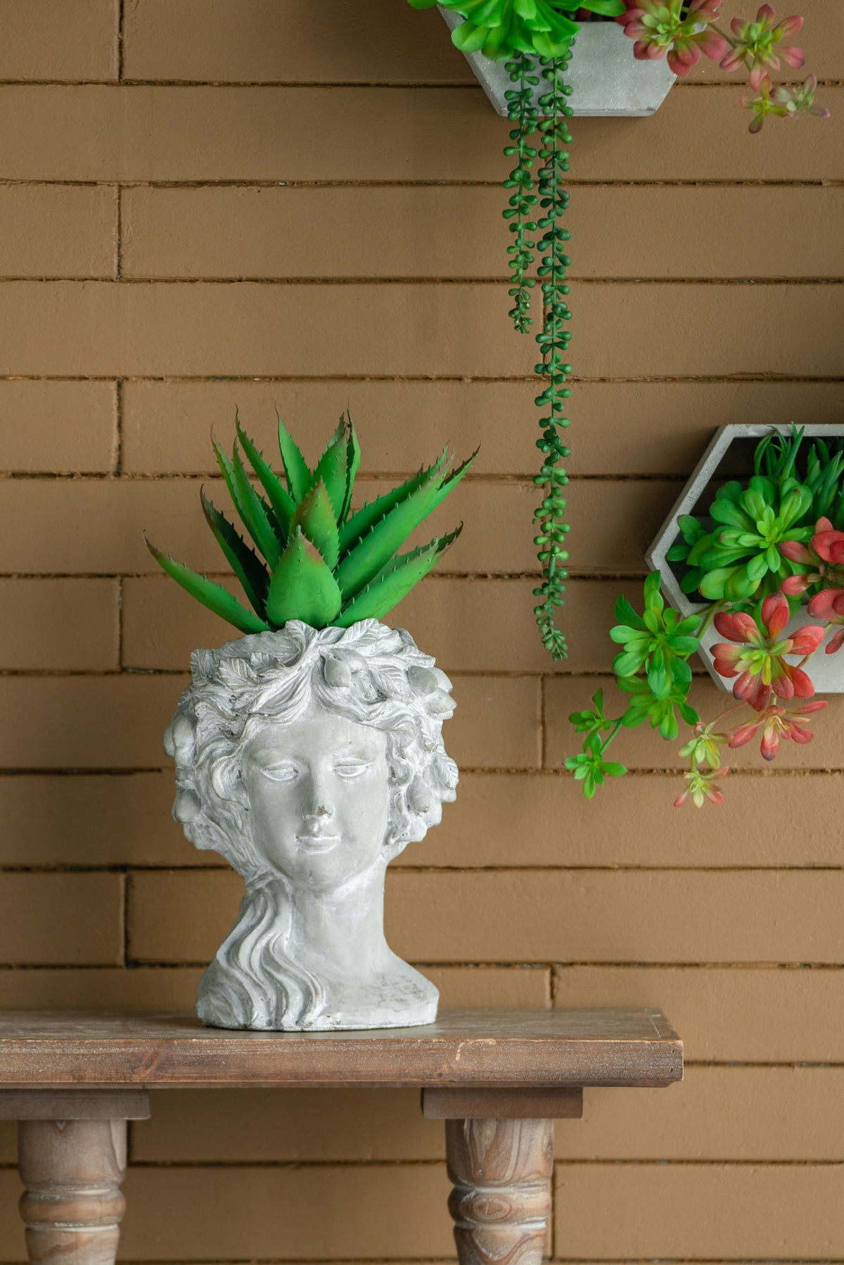 Cement Bust Wall Planter Indoor Outdoor Home Garden Decor, 8 - Gray, view 8