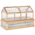 Outsunny Raised Garden Bed with Polycarbonate Cold Frame Cover, 48" x 24" - Natural