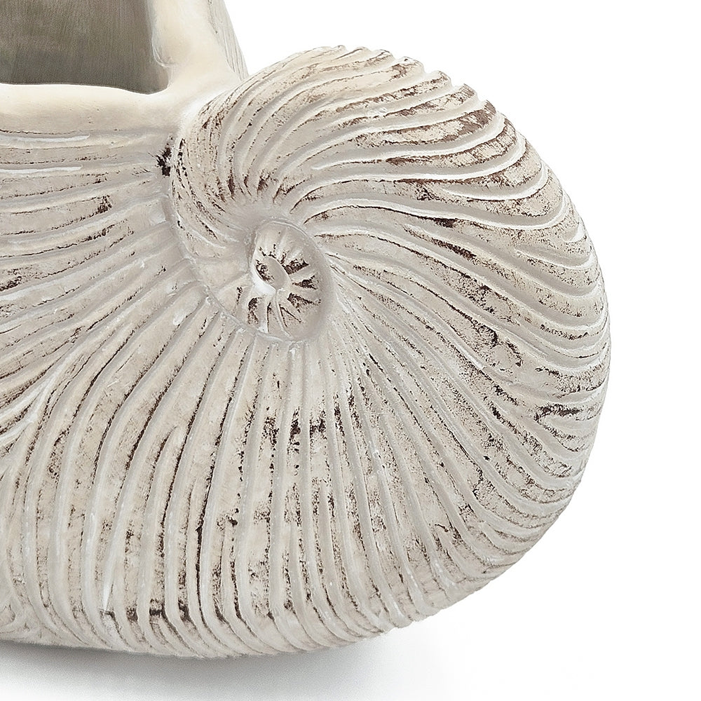 11.5x6.7x7.7" Sand and Cement Nautilus Shell Planter with Textured Beige Finish, view 7