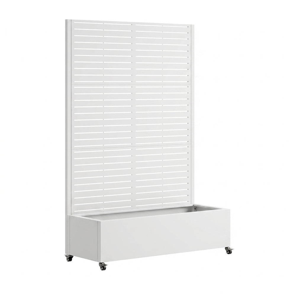 Wide Metal Planter Box with Trellis – 47" Wide, White or Black, view 3