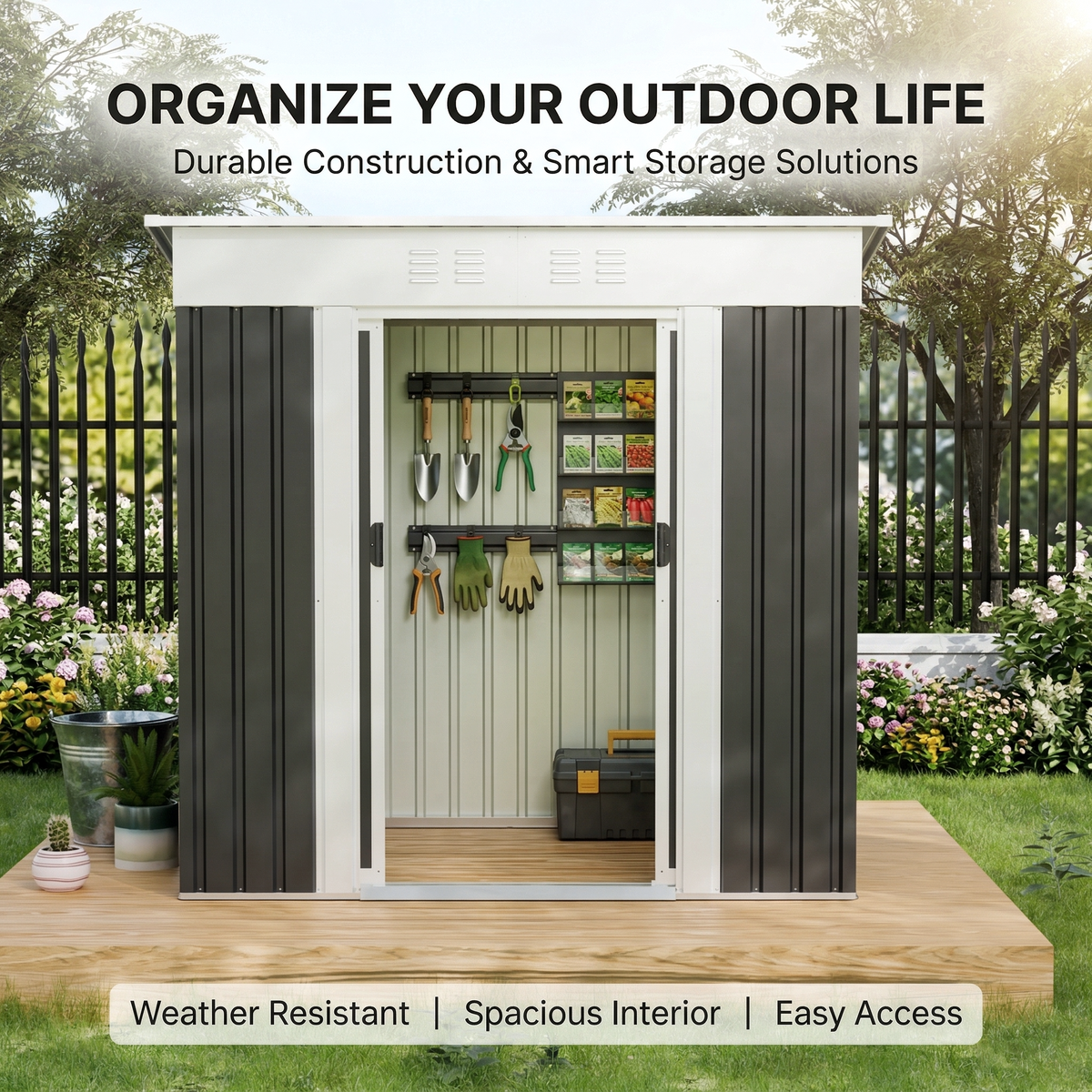 6x4 Ft Garden Shed for Patio and Outdoor Storage, view 2