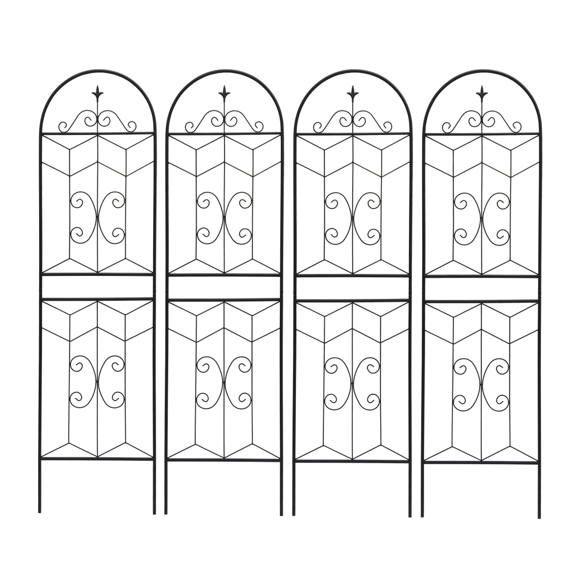 4 Pack Elegant Black Iron Garden Trellis