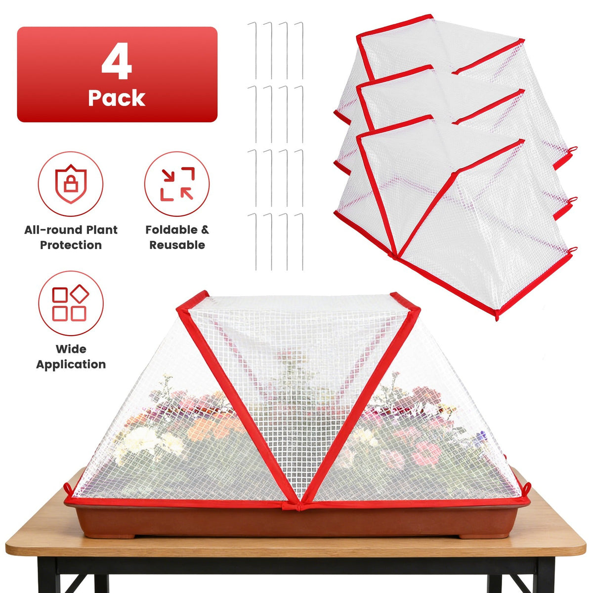4Pack 31.50×12.99×13.39in Garden Row Accelerator Plants Covers Plant Net Cage Guard Greenhouse Covers, view 5