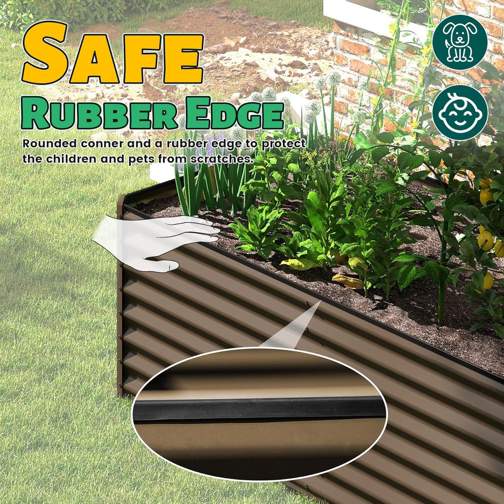 6x3x2ft Galvanized Raised Garden Bed – Brown, view 5