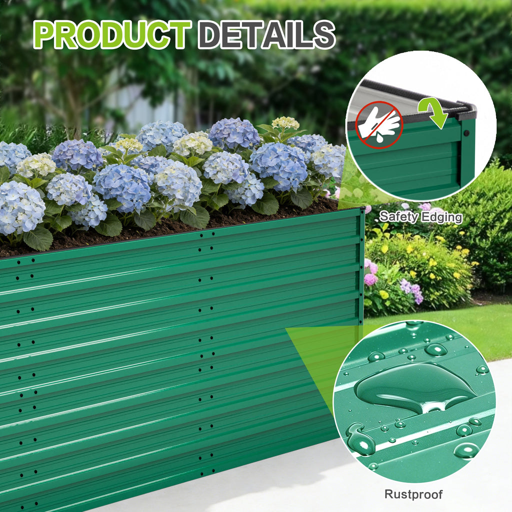 2-Pack 93.7" x 31.5" x 32.3" Raised Garden Bed with Ergonomic No-Bend Design, view 5
