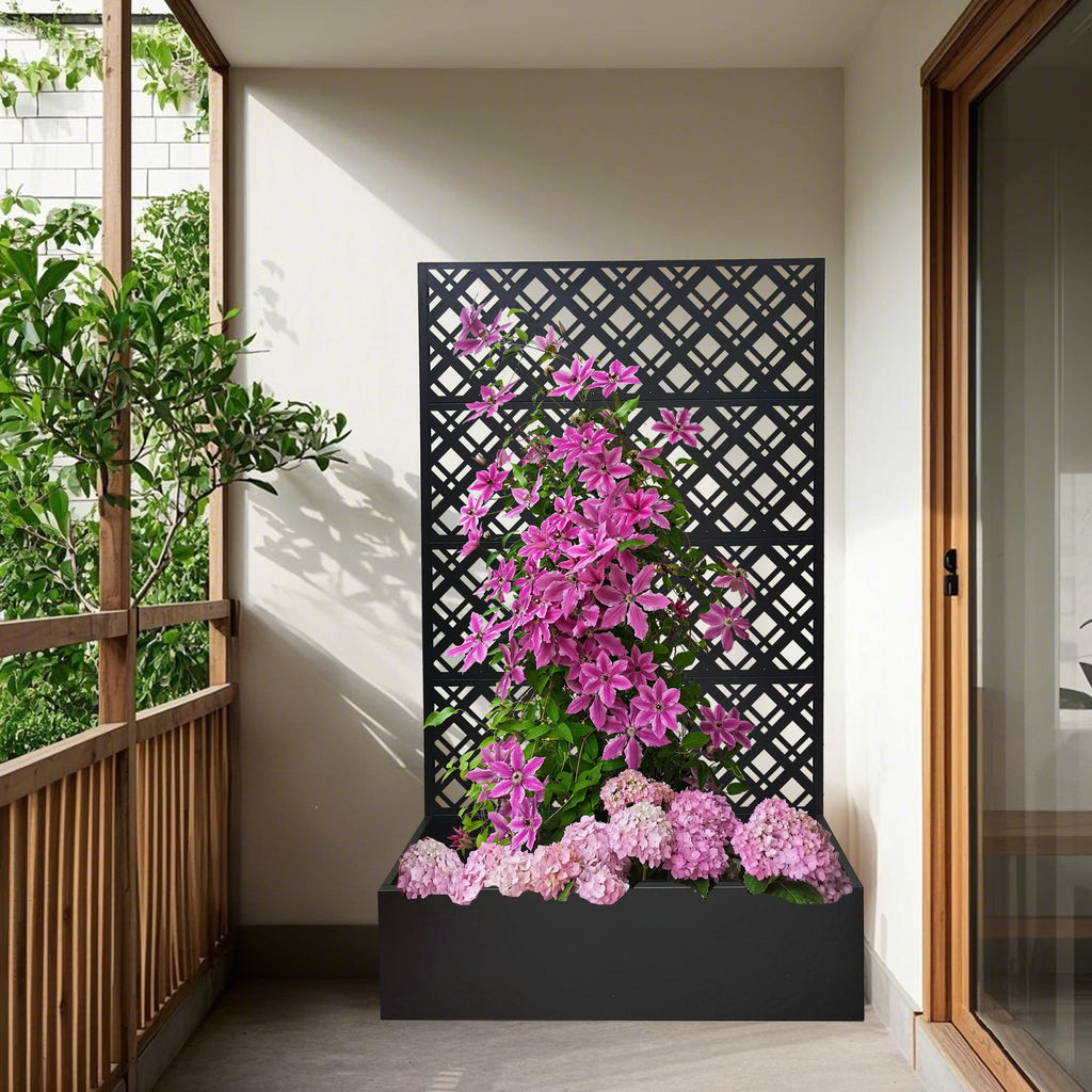 Metal Planter Raised Garden Bed with Trellis, view 2