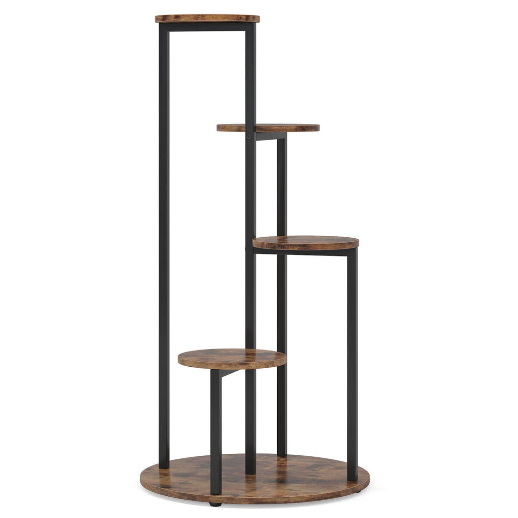 4-tier corner plant stand, rustic brown