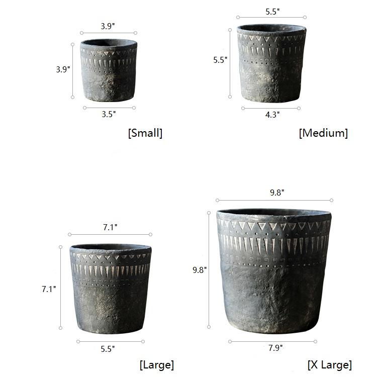 Black Pottery Cement Planter, view 7