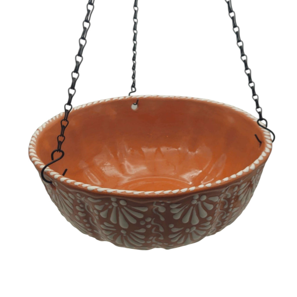 Brown & White Talavera Hanging Planter | Mexican Ceramic Pot, view 6