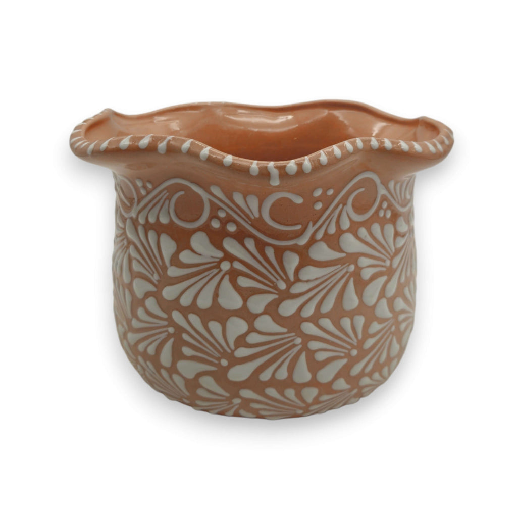 Brown & White Talavera Planter | Monarch Butterfly Accent, view 3