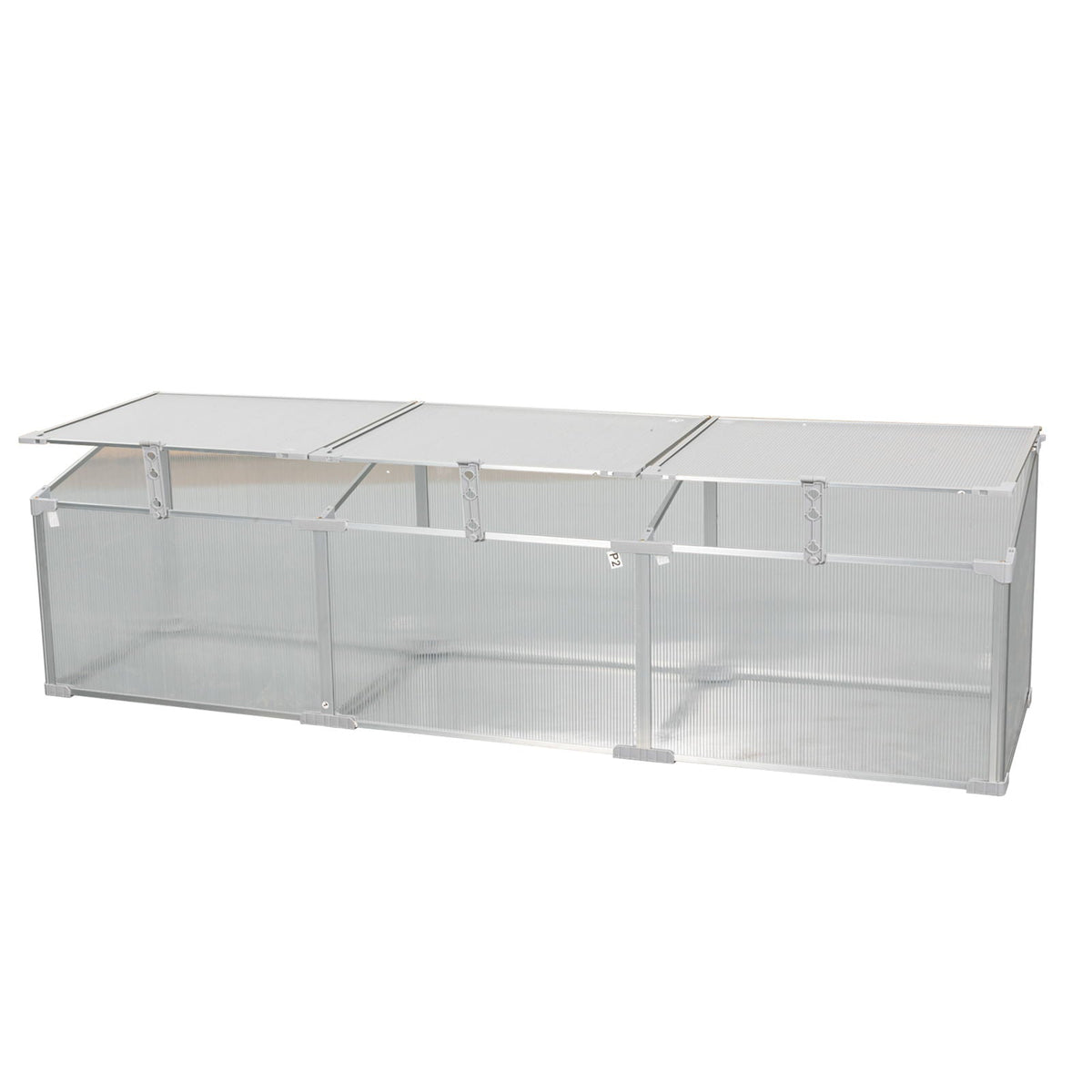 Polycarbonate Cold Frame Greenhouse with Openable Top - Silver