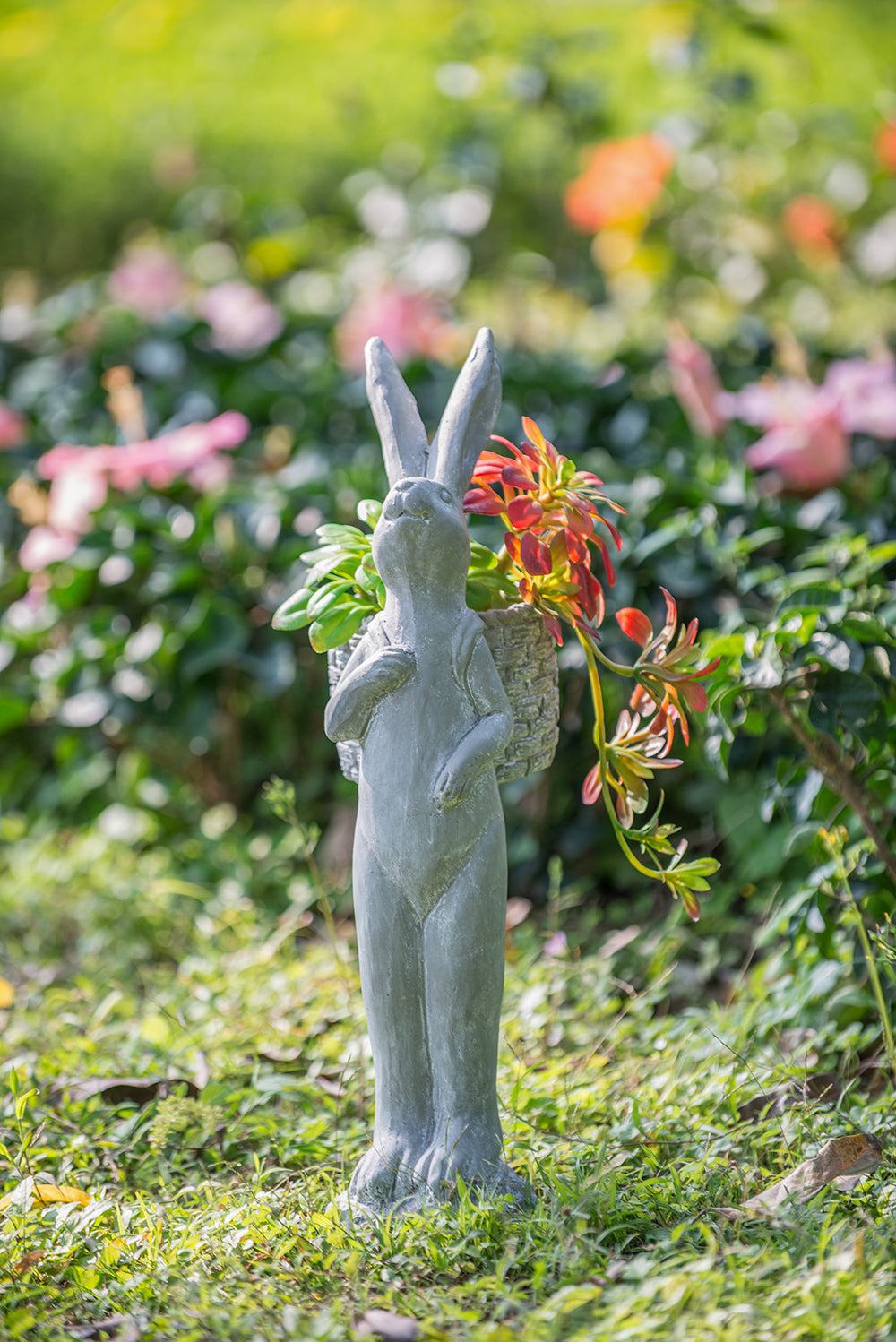 8.5x5.5x19.5" Tall Cement Rabbit Planter, view 10