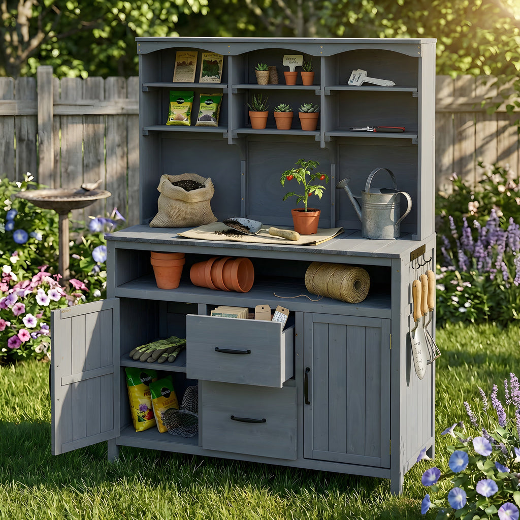 TOPMAX Large Fir Wood Potting Bench, view 2