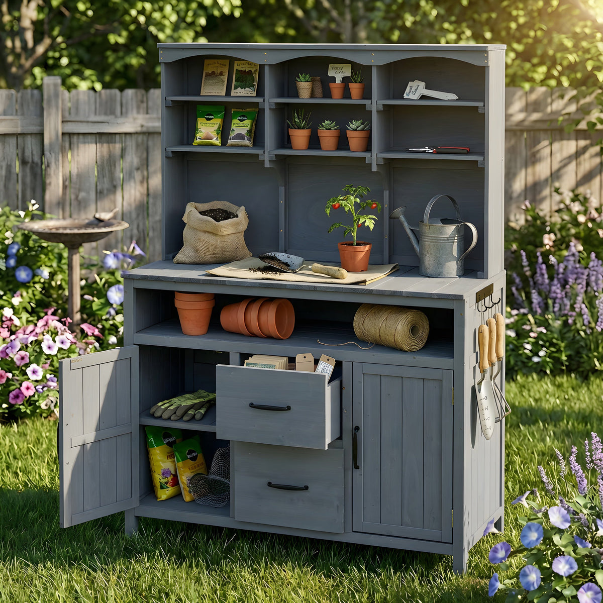 TOPMAX Large Fir Wood Potting Bench, view 2