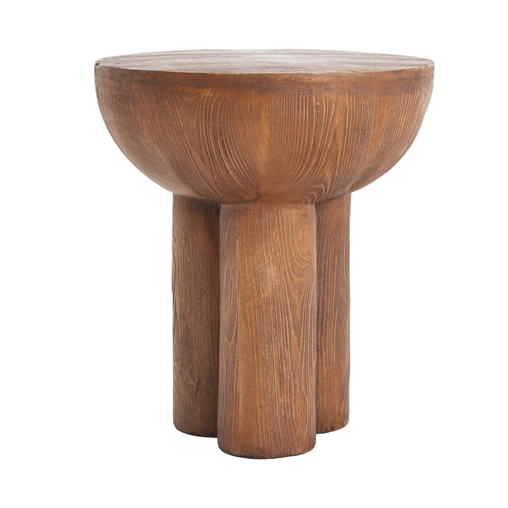 Iris Outdoor Patio Three-Legged Wood-Grain Side Table, view 9