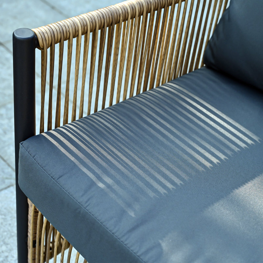 Outdoor PE Wicker 2-Seater Sofa Set with Grey Cushions and Table, view 5