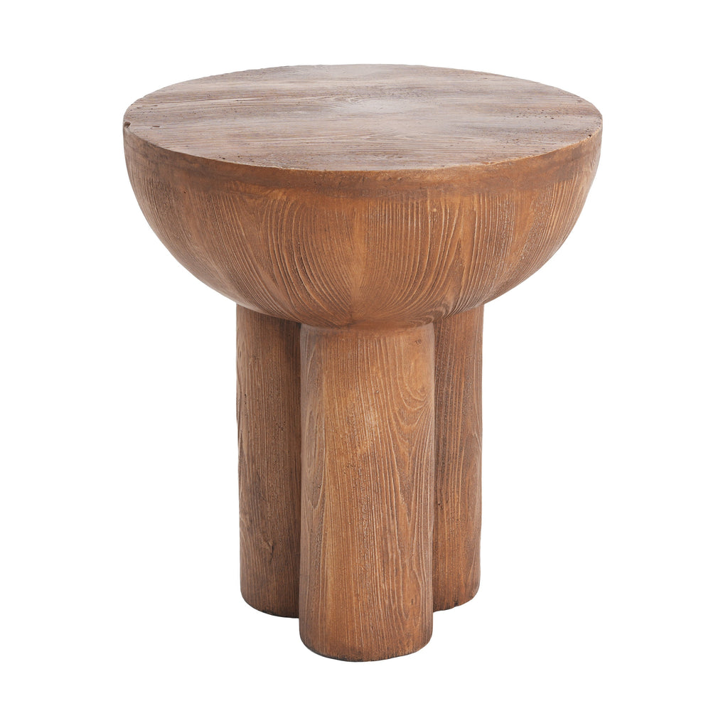 Iris Outdoor Patio Three-Legged Wood-Grain Side Table, view 10
