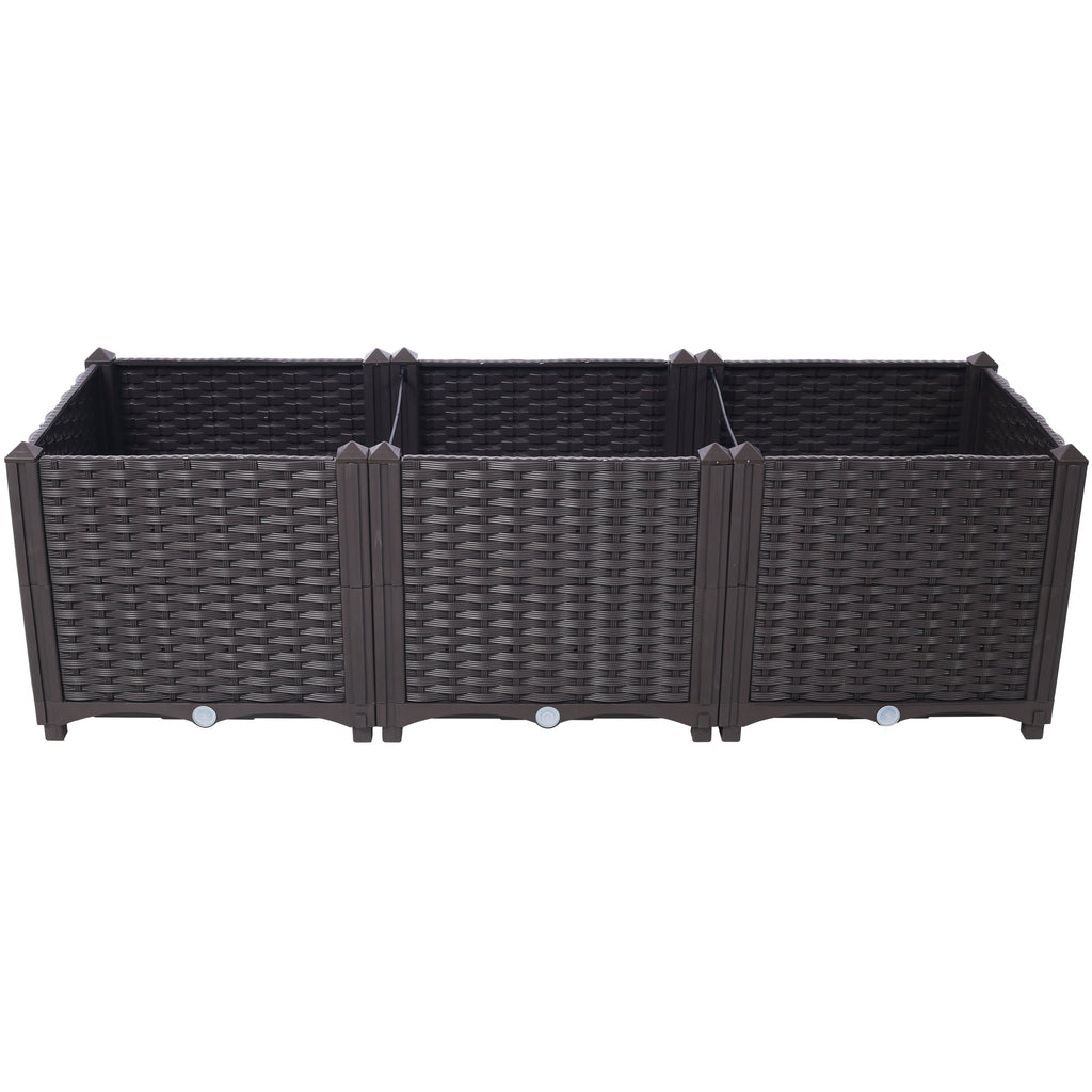 Deep Raised Garden Bed Plastic Planter Boxes with Self-Watering System - Black, view 5