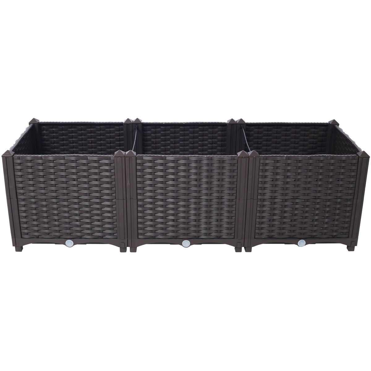 Deep Raised Garden Bed Plastic Planter Boxes with Self-Watering System - Black