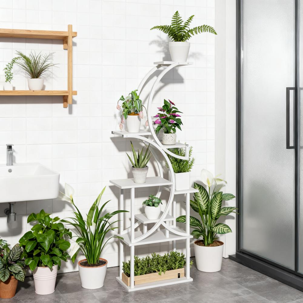 White S-shaped 8-tier plant stand, view 4