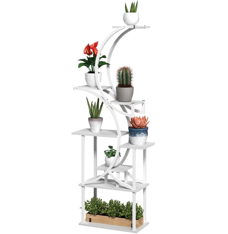 White S-shaped 8-tier plant stand, view 2