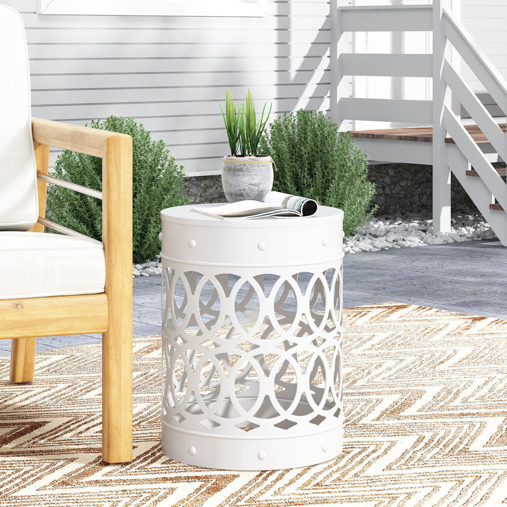 Outdoor Metal Large End Table, Modern Design