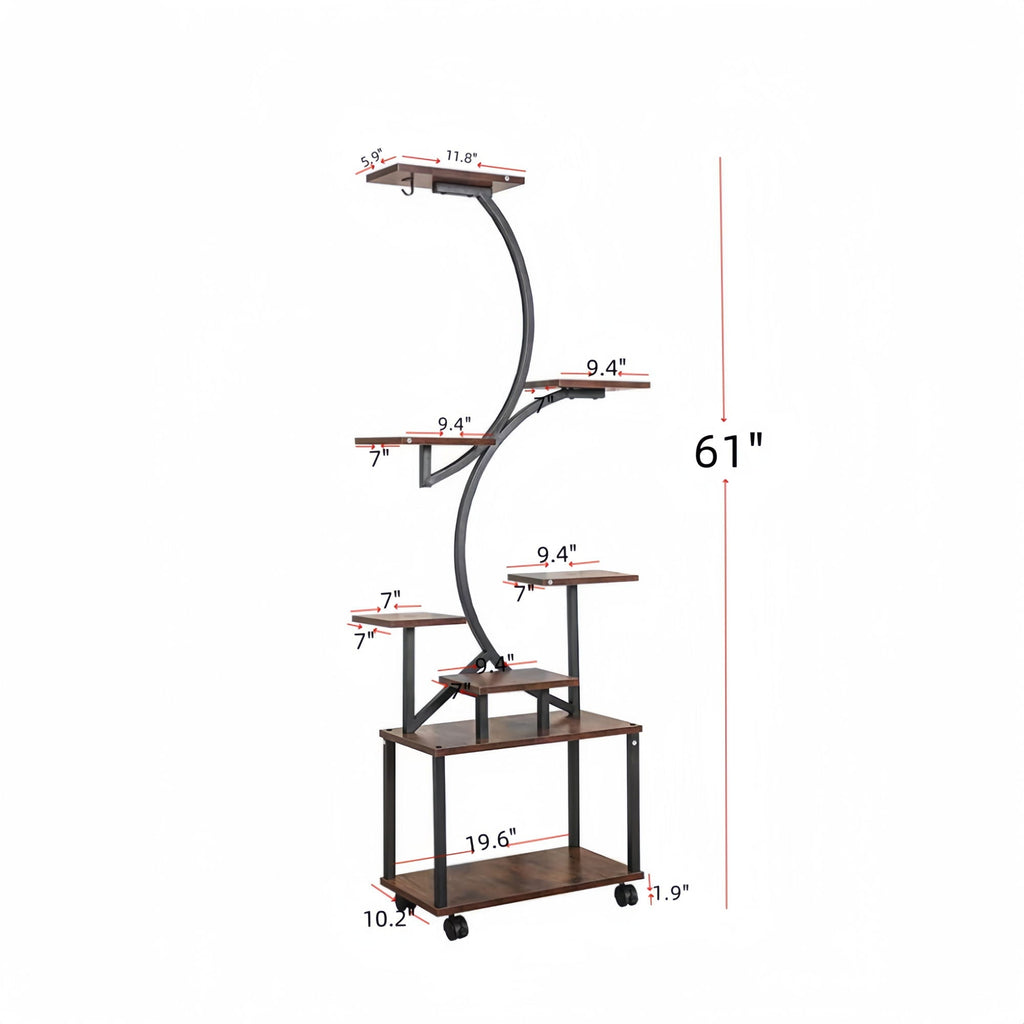 8-tier S-shaped plant stand with grow lights, view 4