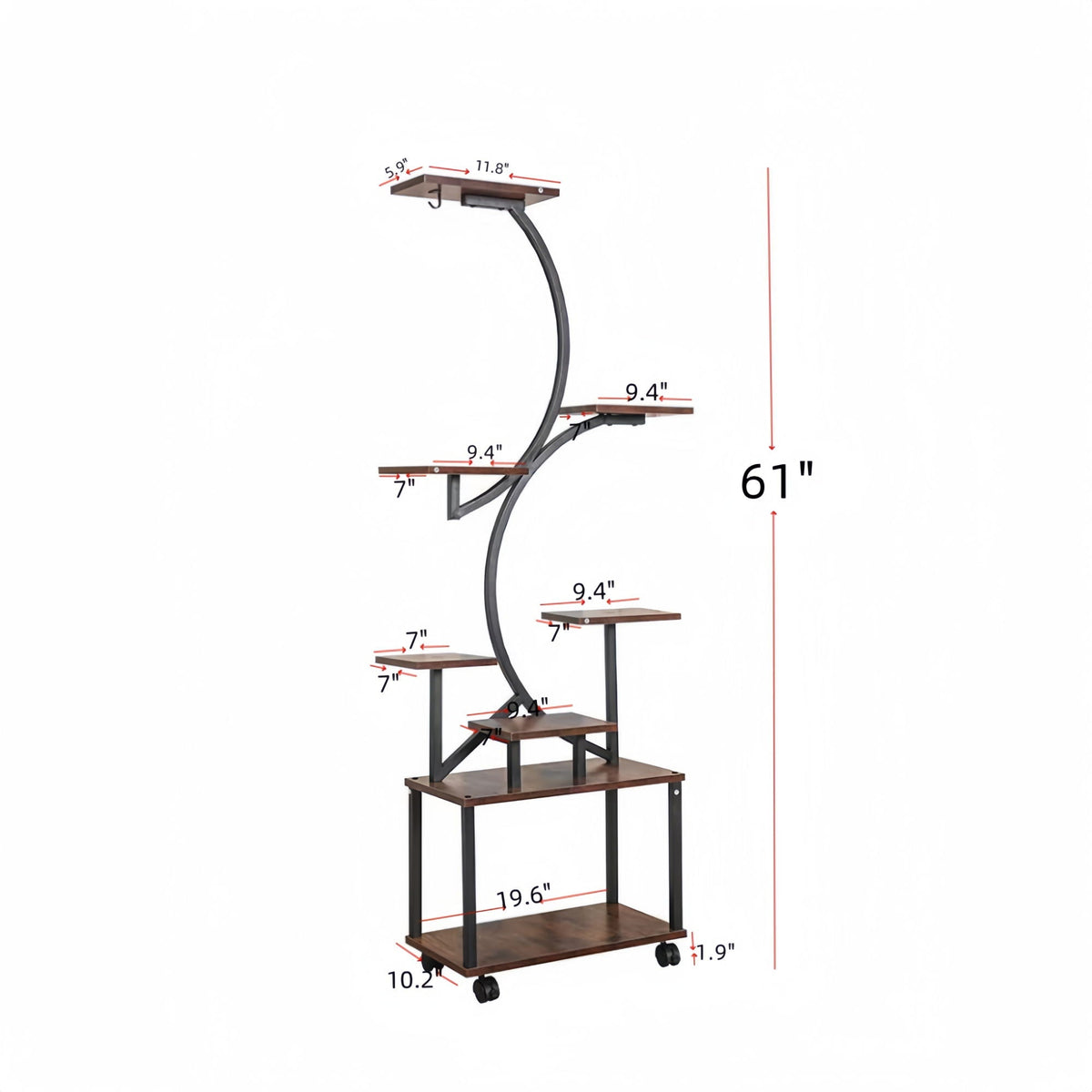 8-tier S-shaped plant stand with grow lights, view 4