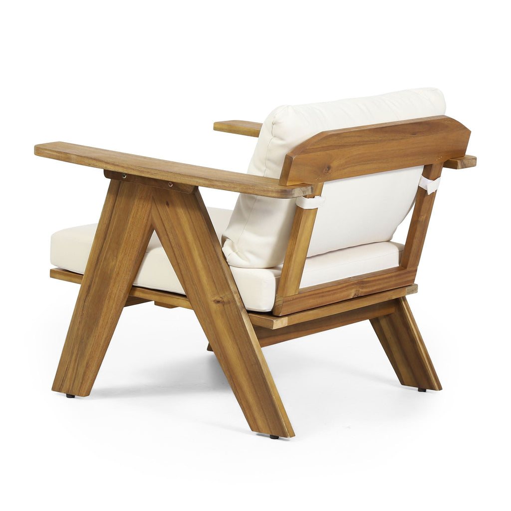 Outdoor Acacia Wood Club Chairs With Cushions (Set of 2) - Teak / Beige, view 10
