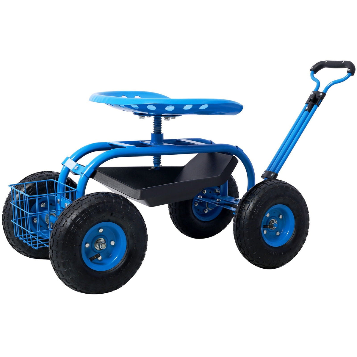 Rolling Garden Scooter Cart with 360° Swivel Seat and Tool Tray - Multiple Colors, view 10