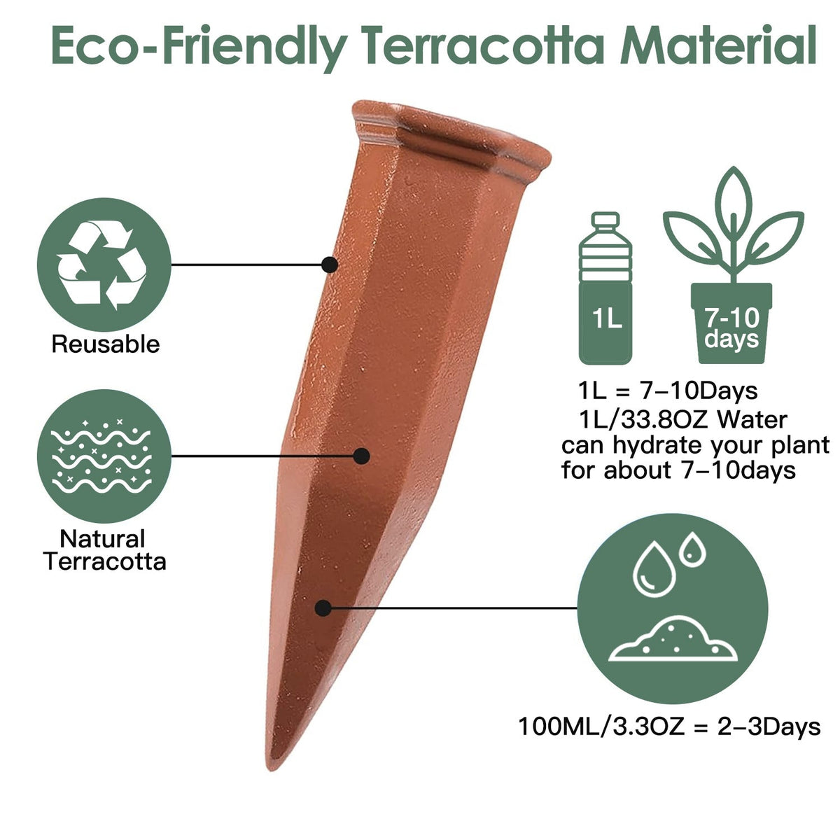 10Pack Plant Watering Spikes Terracotta Automatic Watering Devices with Slow Release Control Plant Waterer, view 7