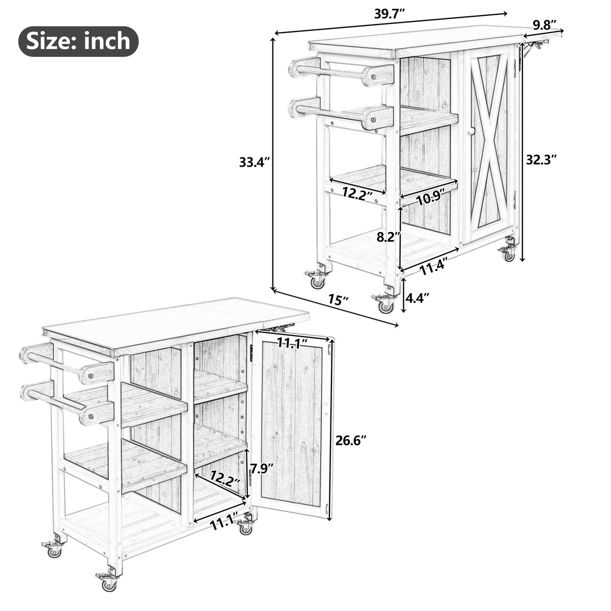 Foldable Outdoor Kitchen Island Patio Prep Station, view 2